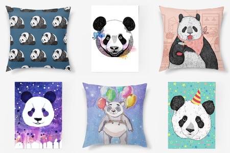 Подушки и постеры с пандами: 30 вариантов от PinkBus (Часть 2)