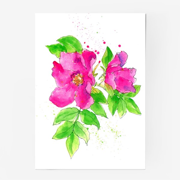 Постер «Неоновый розовый шиповник»