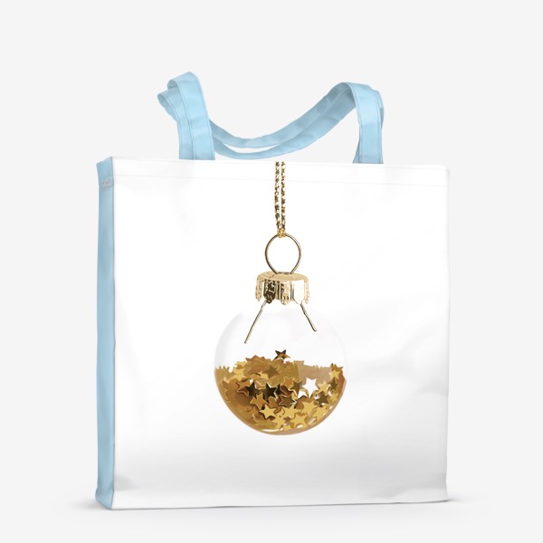 Сумка-шоппер «Елочный шар с золотыми звездами»