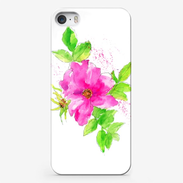 Чехол iPhone «Неоновый розовый шиповник 3»