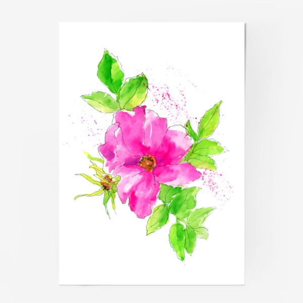 Постер «Неоновый розовый шиповник 3»