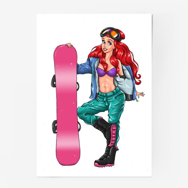 Постер «русалка со сноубордом »
