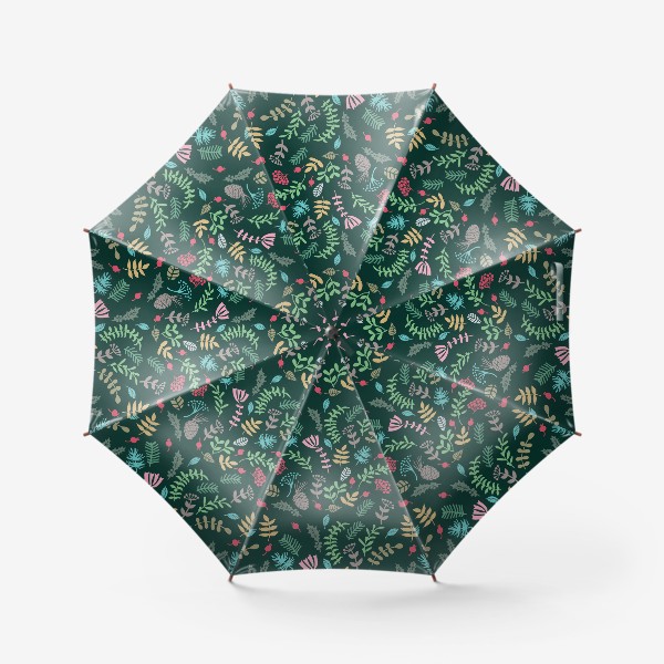 Зонт «Рождественский паттерн с травами»