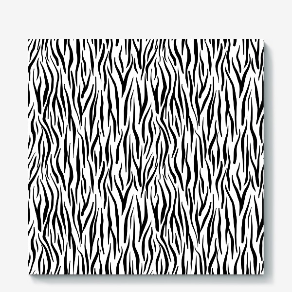 Холст «Принт зебры животный с полосками черно белый »