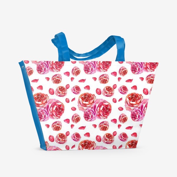Пляжная сумка «Безшовный акварельный паттерн с нежными розами»