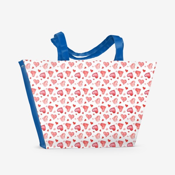 Пляжная сумка «Безшовный паттерн на день Валентина с романтическими сердечками»
