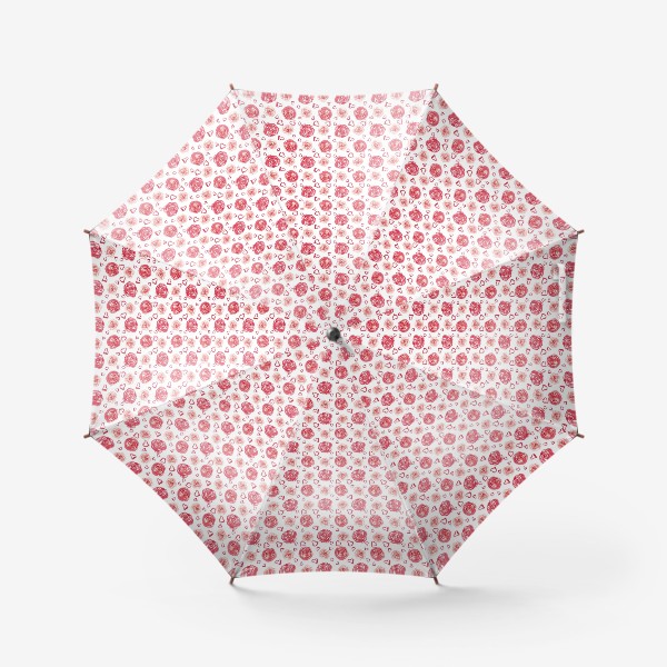 Зонт «Безшовный паттерн на день Валентина с романтическими сердечками и цветами»