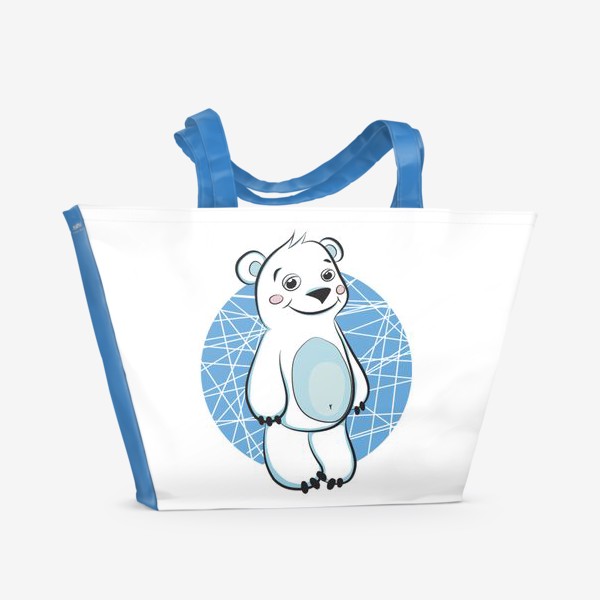 Пляжная сумка «Белый мультяшный мишка. White cartoon bear.»