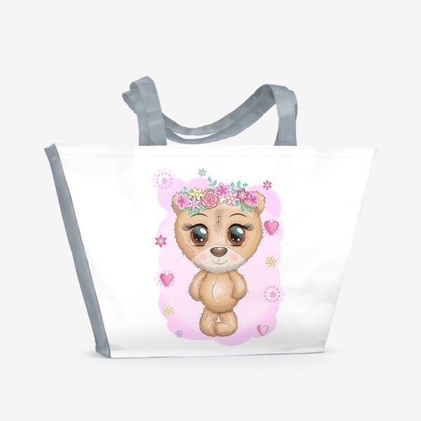 Пляжная сумка «Мишка в веночке, 14 февраля, 8 марта»