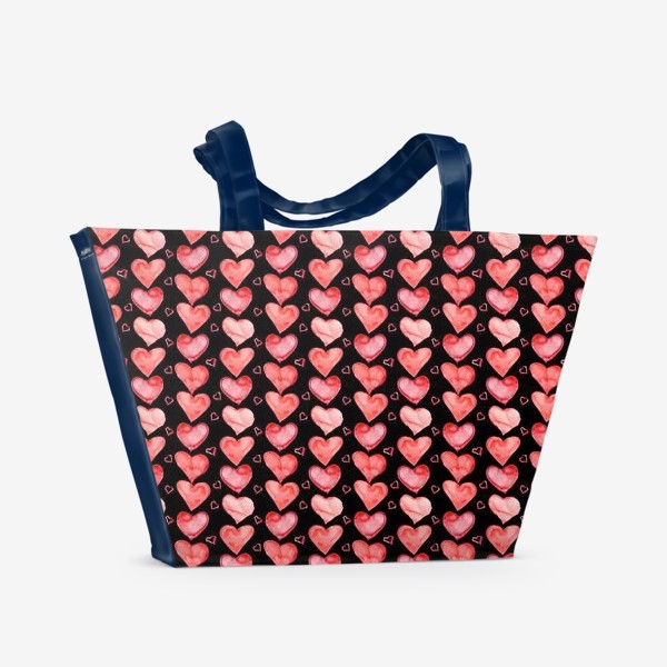Пляжная сумка «Безшовный паттерн на день Валентина с романтическими сердечками»