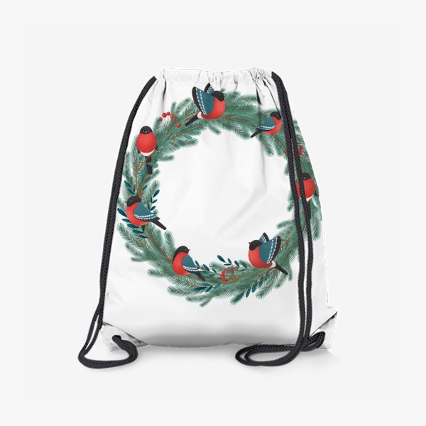Рюкзак «Снегири и новогодний венок»