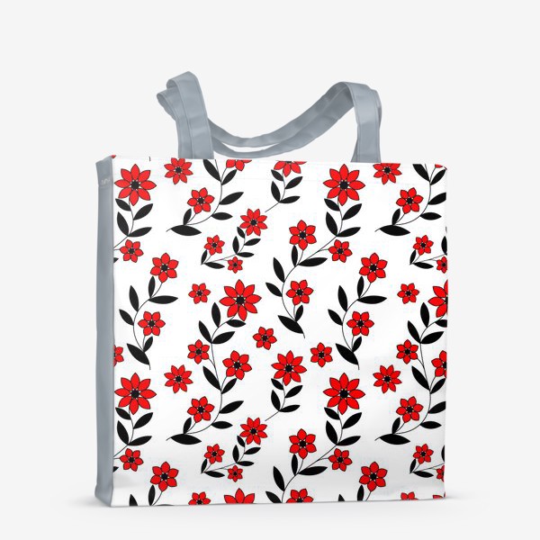 Сумка-шоппер «Красные цветы на белом фоне»
