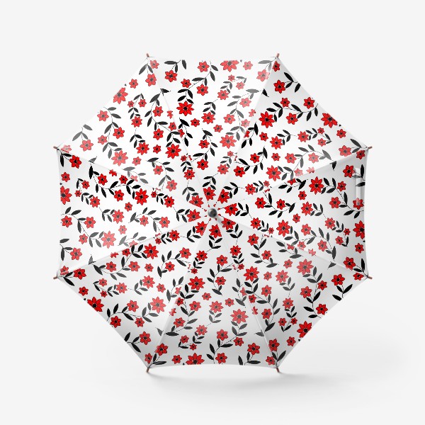 Зонт «Красные цветы на белом фоне»