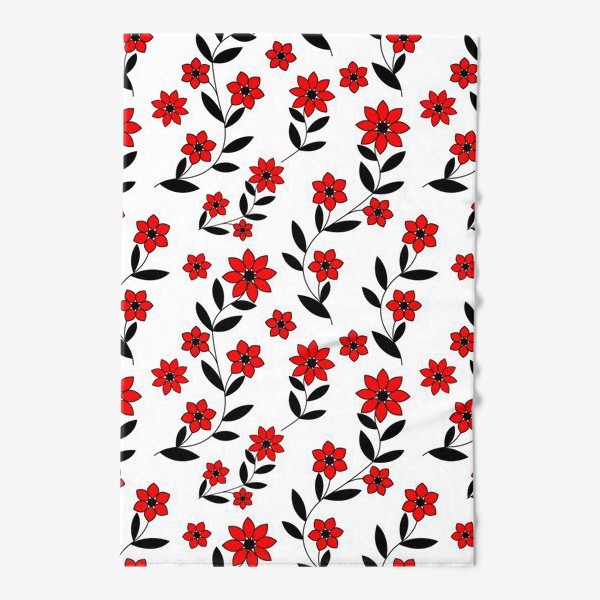 Полотенце «Красные цветы на белом фоне»