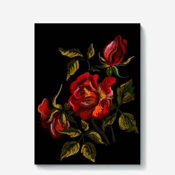 Холст «Розы в темноте»
