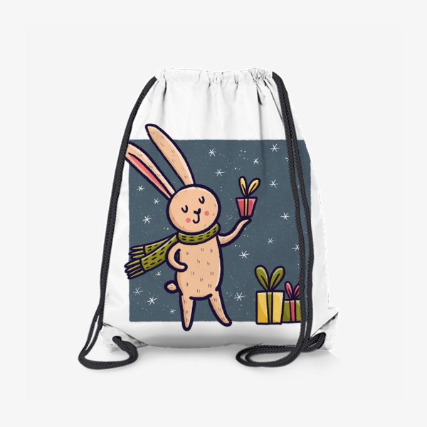 Рюкзак «Милый заяц в шарфике с подарками»
