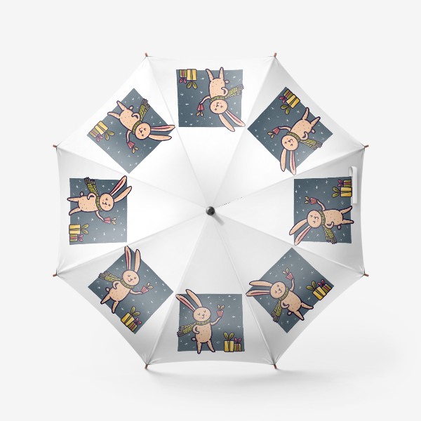 Зонт «Милый заяц в шарфике с подарками»