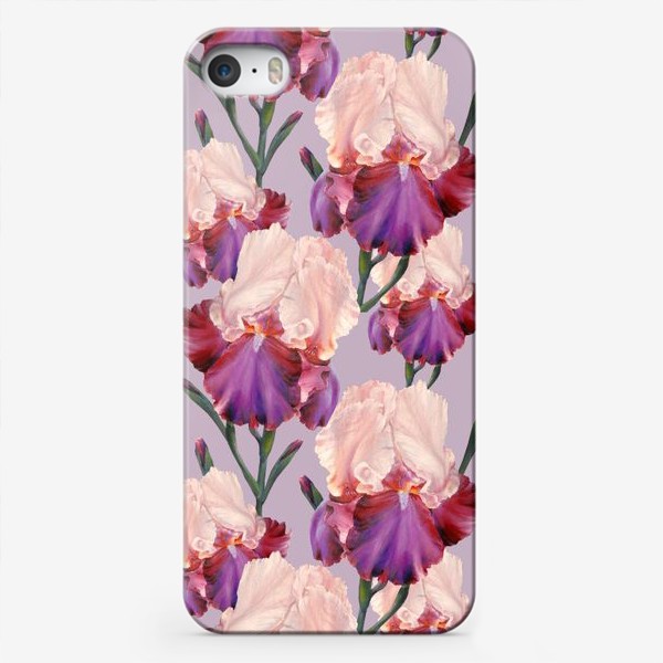 Чехол iPhone «Живописный паттерн с цветами ириса.»