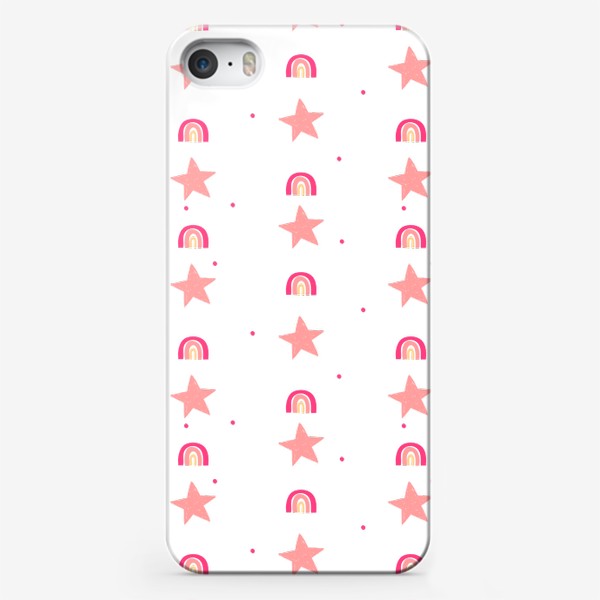 Чехол iPhone «Милый бесшовный паттерн со звездами и радугой»