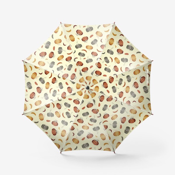 Зонт «Осенние тыковки в зеленых и оранжевых оттенках»