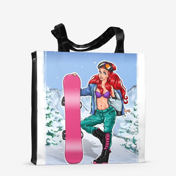 Сумка-шоппер «русалка со сноубордом»