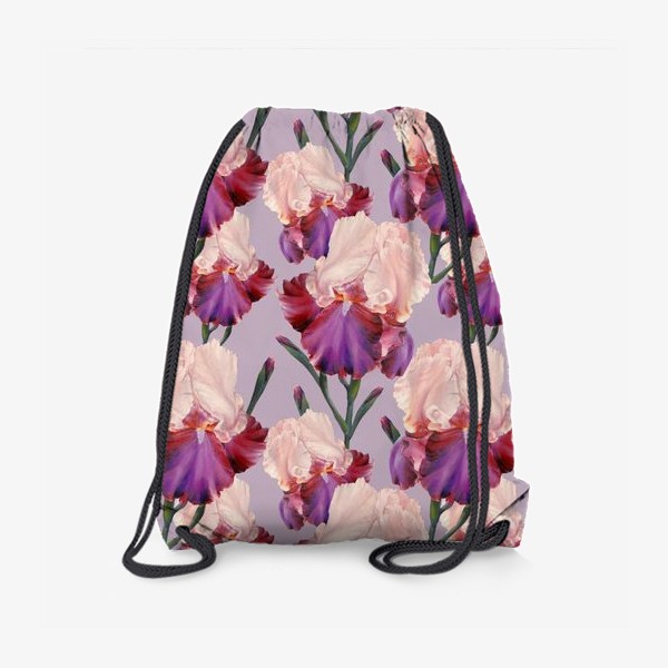 Рюкзак «Живописный паттерн с цветами ириса.»