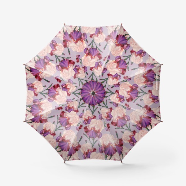 Зонт «Живописный паттерн с цветами ириса.»