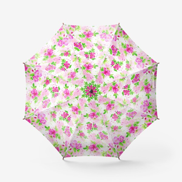 Зонт «Неоновый розовый шиповник на белом фоне»
