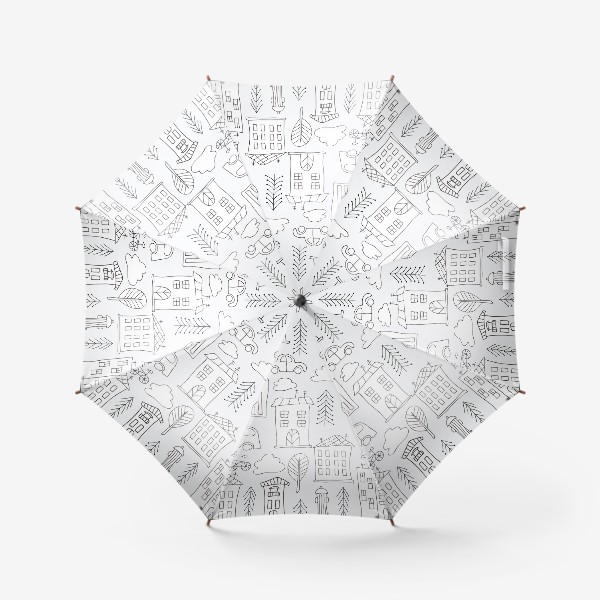 Зонт «Городской узор - Черно-белый дудл»