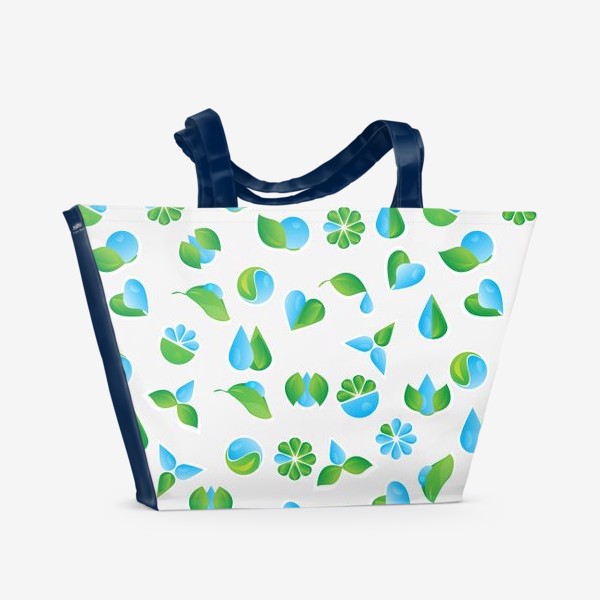 Пляжная сумка «Экологический узор - Вода и зелень»