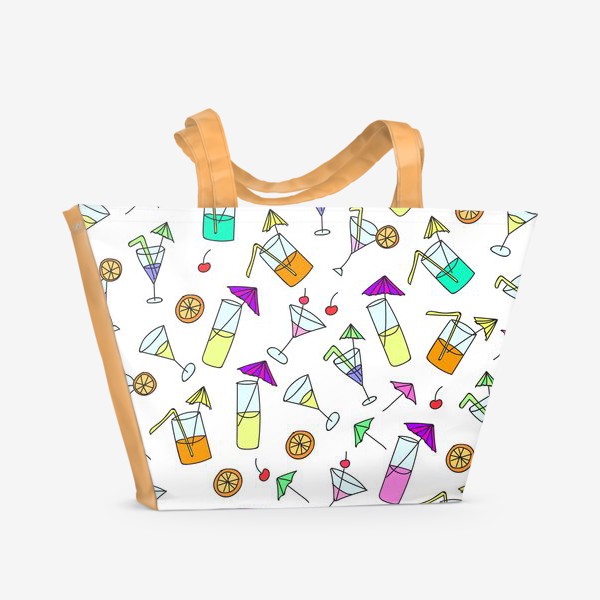 Пляжная сумка «Коктейльный узор - Вечеринка»