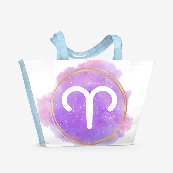 Пляжная сумка «Овен - Космический принт со знаком зодиака»