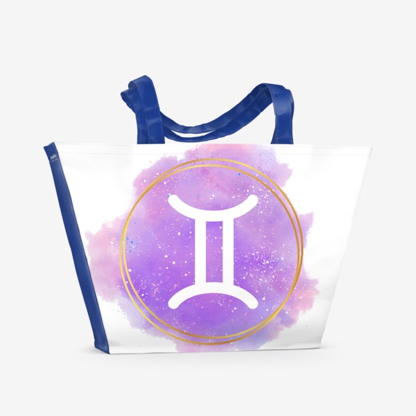 Пляжная сумка «Близнецы - Космический принт со знаком зодиака»