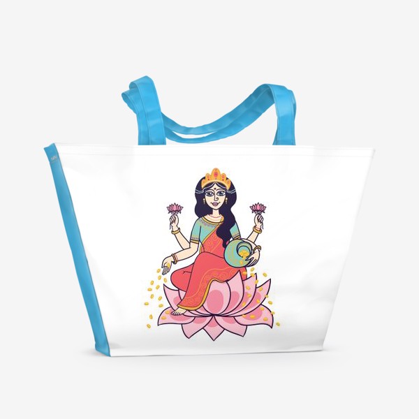 Пляжная сумка «Индийская богиня процветания Лакшми. Indian godness Lakshmi devi.»