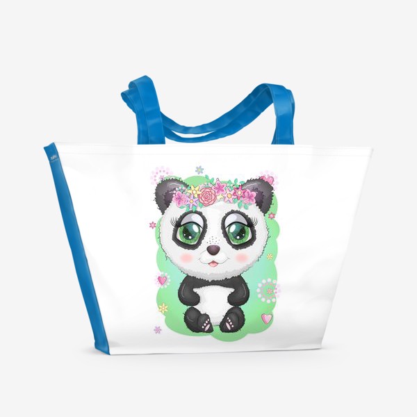 Пляжная сумка «Мишка-панда в веночке, 14 февраля, 8 марта»