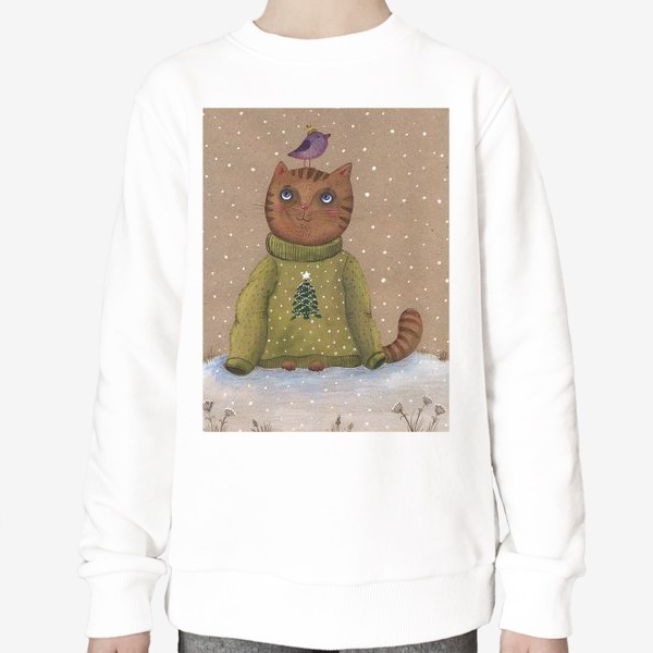 Свитшот «Кот в новогоднем свитере»