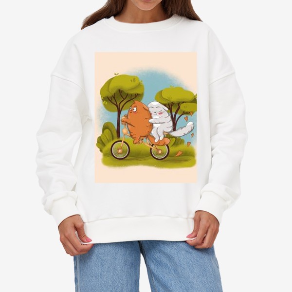 Свитшот «Коты на велосипеде»
