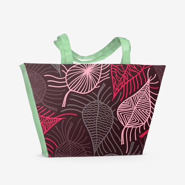 Пляжная сумка «Бесшовный паттерн с листьями»