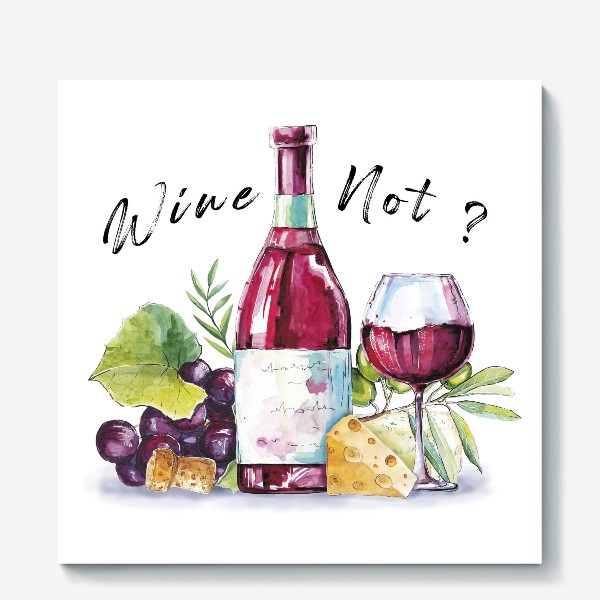 Холст «Принт с бокалом красного вина»