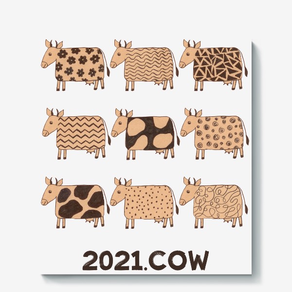 Холст «2021-й год коровы (2021.cow)»