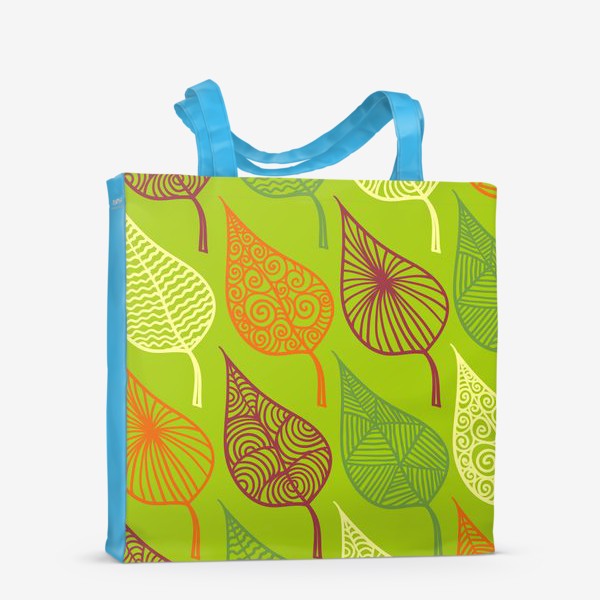 Сумка-шоппер «Бесшовный паттерн с разноцветными листьями»