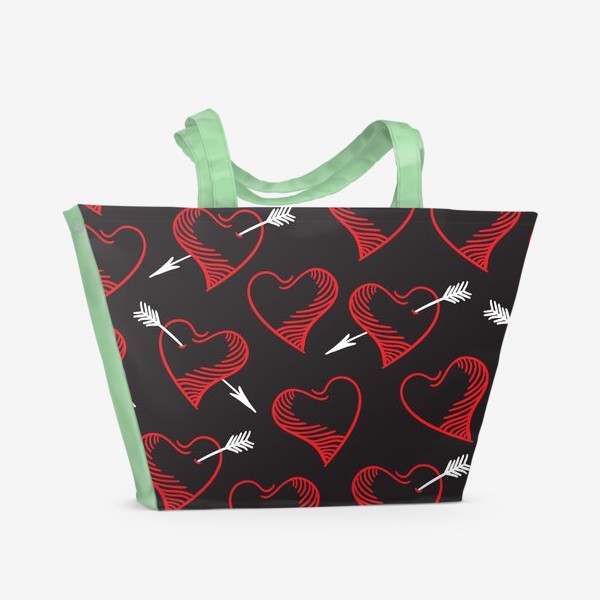 Пляжная сумка «Бесшовный паттерн с сердечками»