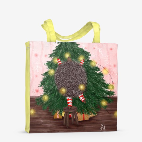 Сумка-шоппер «Ёжик наряжает новогоднюю ёлку»