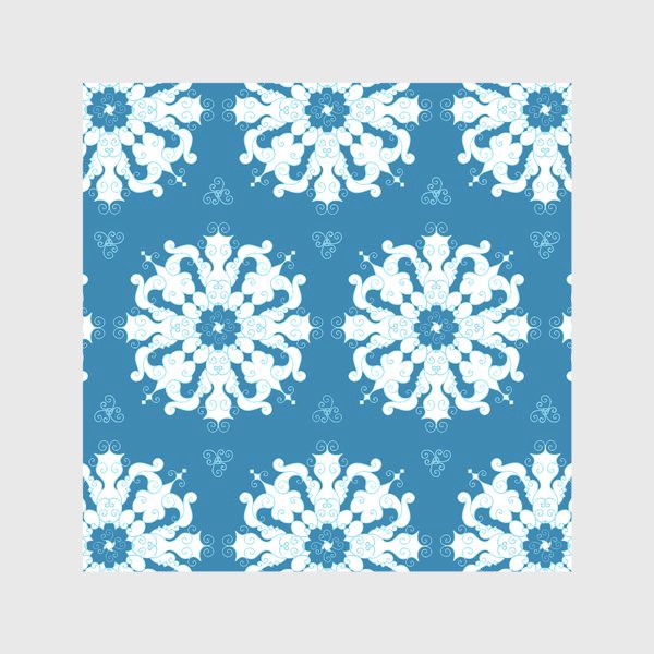 Скатерть «Белые снежинки на синем фоне 2»