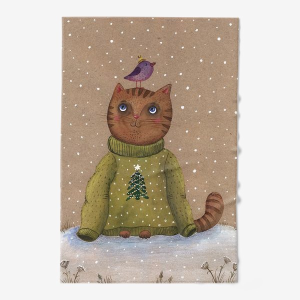 Полотенце «Кот в новогоднем свитере»