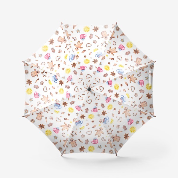 Зонт «Имбирные человечки (на белом) »