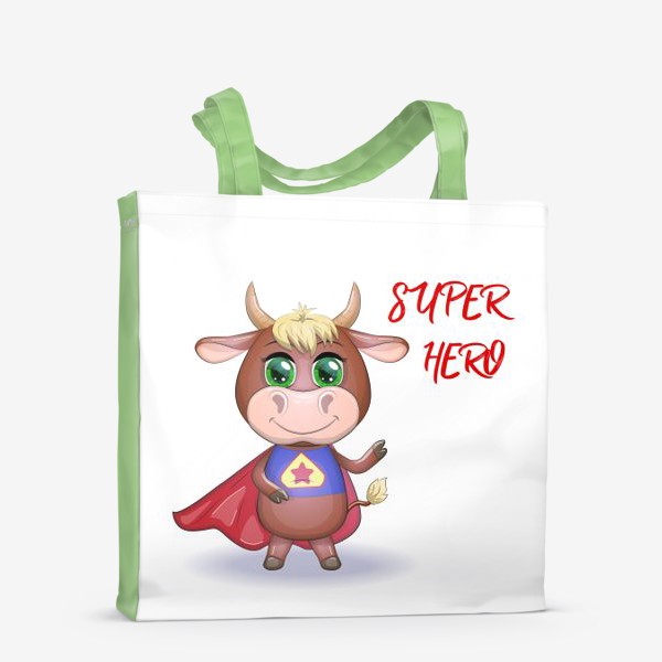 Сумка-шоппер «Бык, символ 2021 года, бык супер герой »