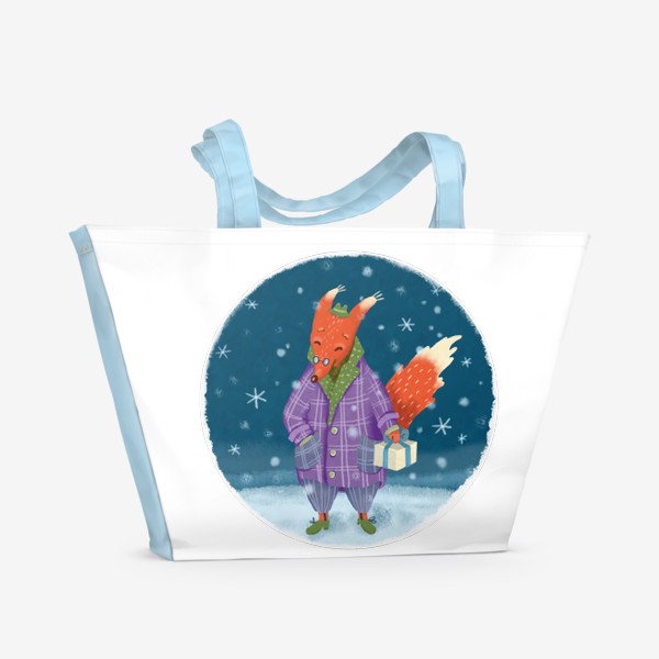 Пляжная сумка «Дядюшка Белка с подарком. Зима, Новый год!»