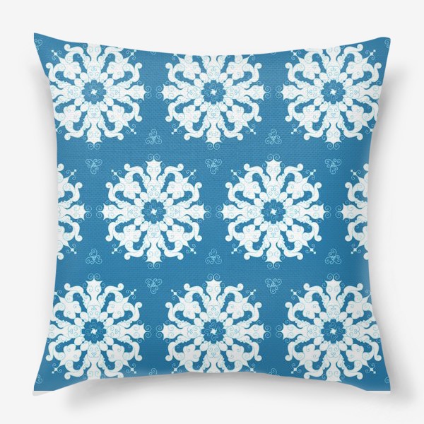 Подушка «Белые снежинки на синем фоне 2»
