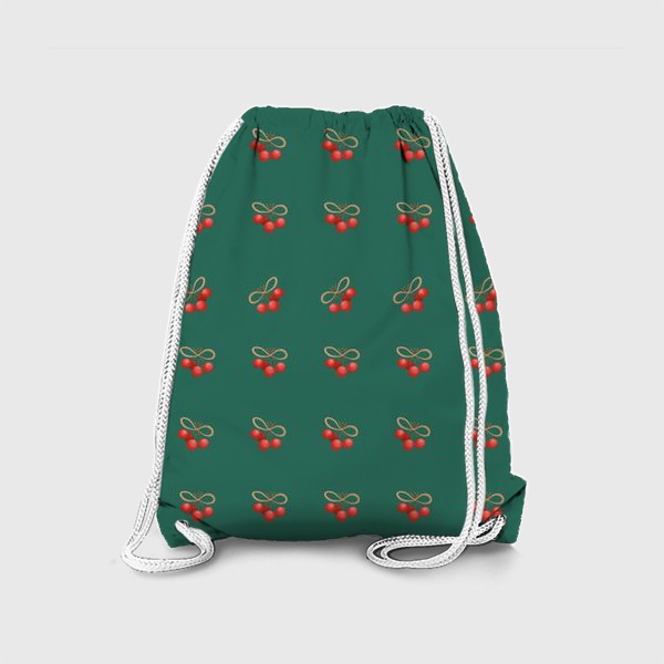Рюкзак «Ягодный паттерн на зеленом фоне»